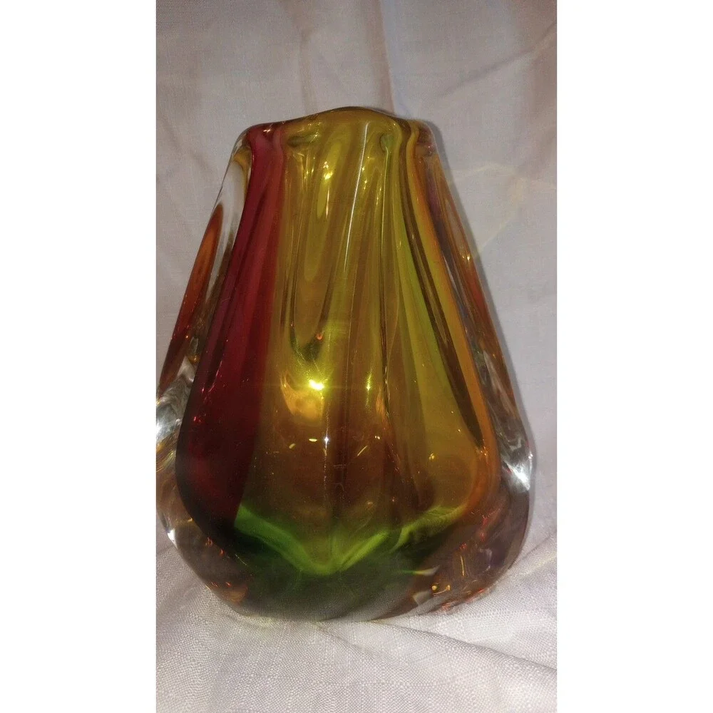 Paul Harrie Art Glass Vase, Sunrise River Series, Handblown, Signed